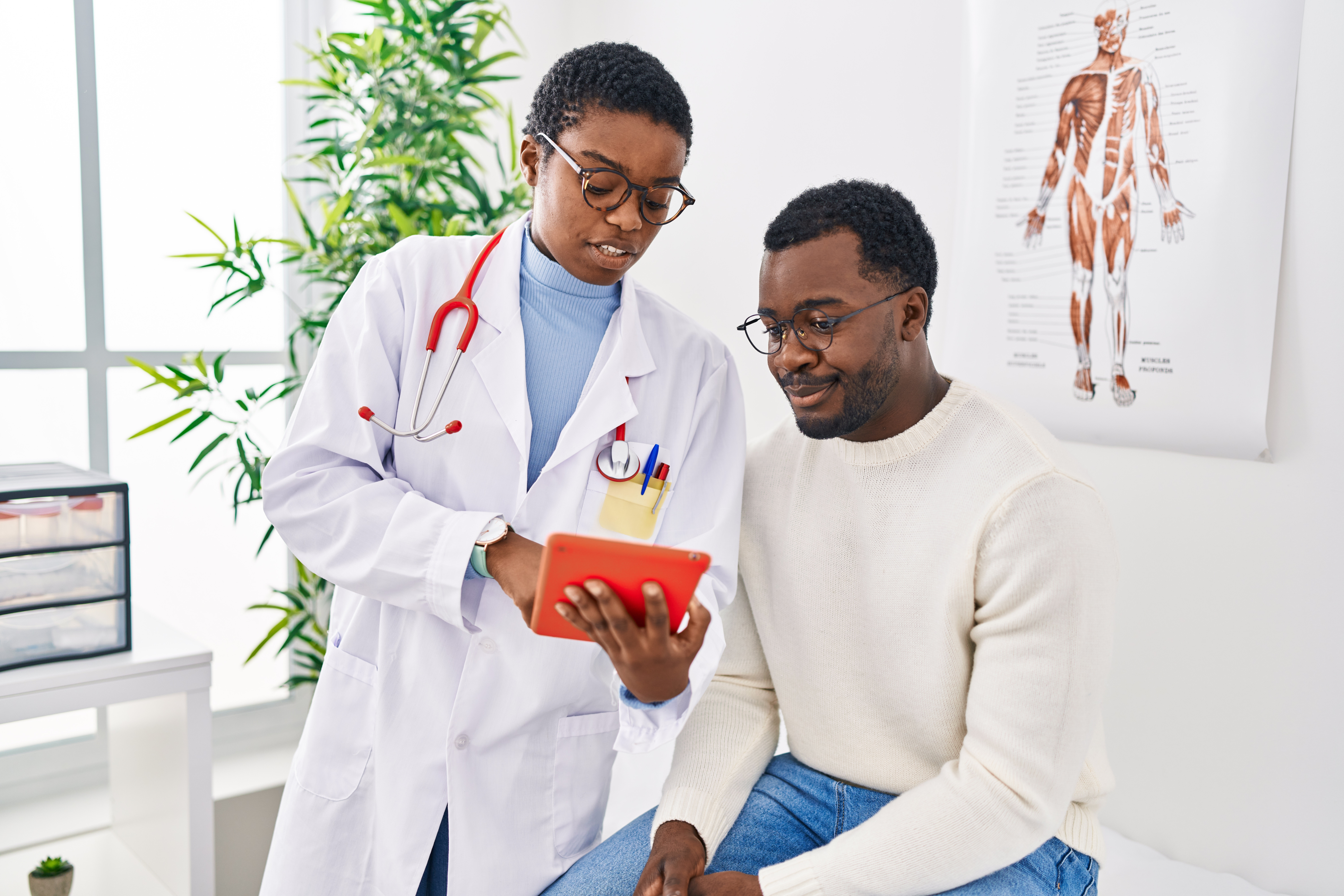 Clinicians reviewing a care plan